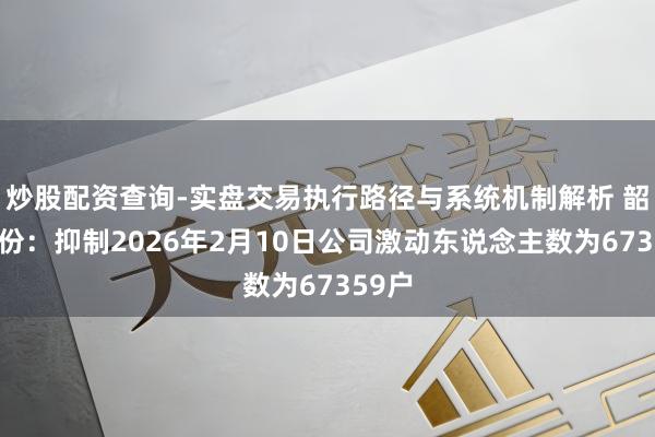炒股配资查询-实盘交易执行路径与系统机制解析 韶能股份：抑制2026年2月10日公司激动东说念主数为67359户