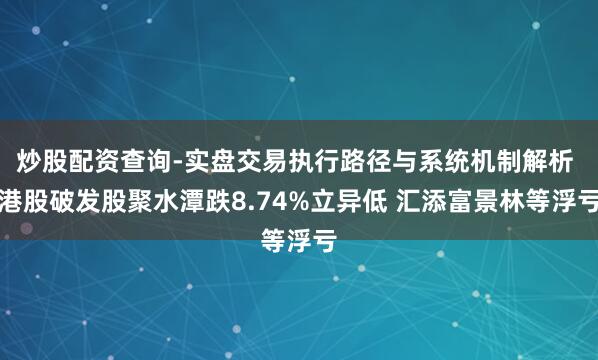 炒股配资查询-实盘交易执行路径与系统机制解析 港股破发股聚水潭跌8.74%立异低 汇添富景林等浮亏