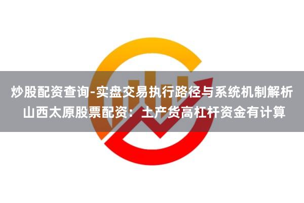 炒股配资查询-实盘交易执行路径与系统机制解析 山西太原股票配资：土产货高杠杆资金有计算